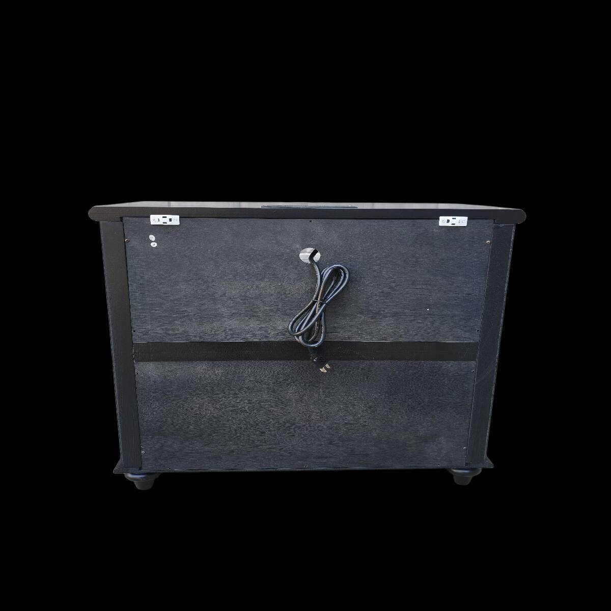 Alt View 3. Loheer - Loheer Black Nightstand with Charging Station, Two Drawers, Solid Wood Legs - Black.