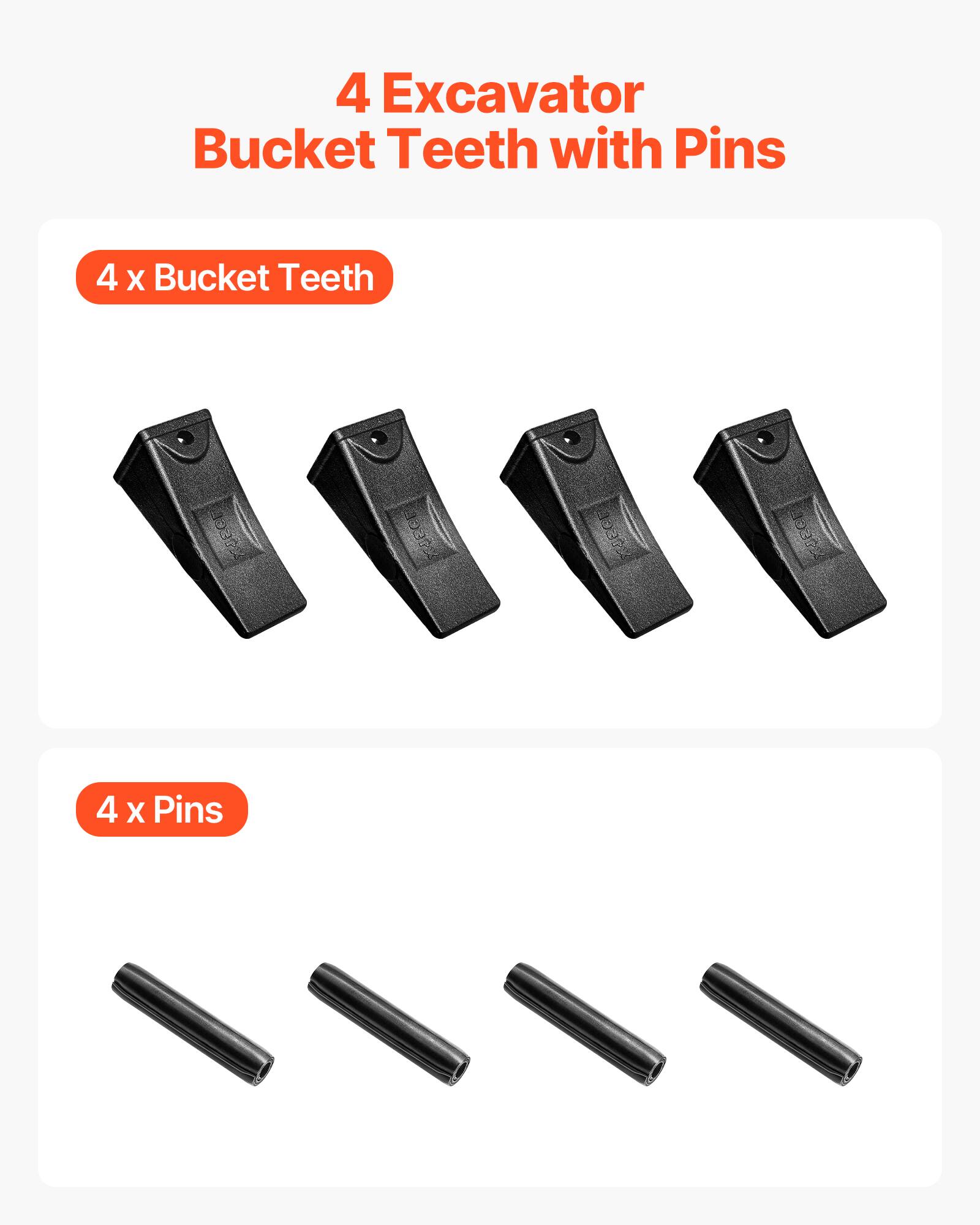 4 Excavator Bucket Teeth with Pins

4 x Bucket Teeth

4 x Pins