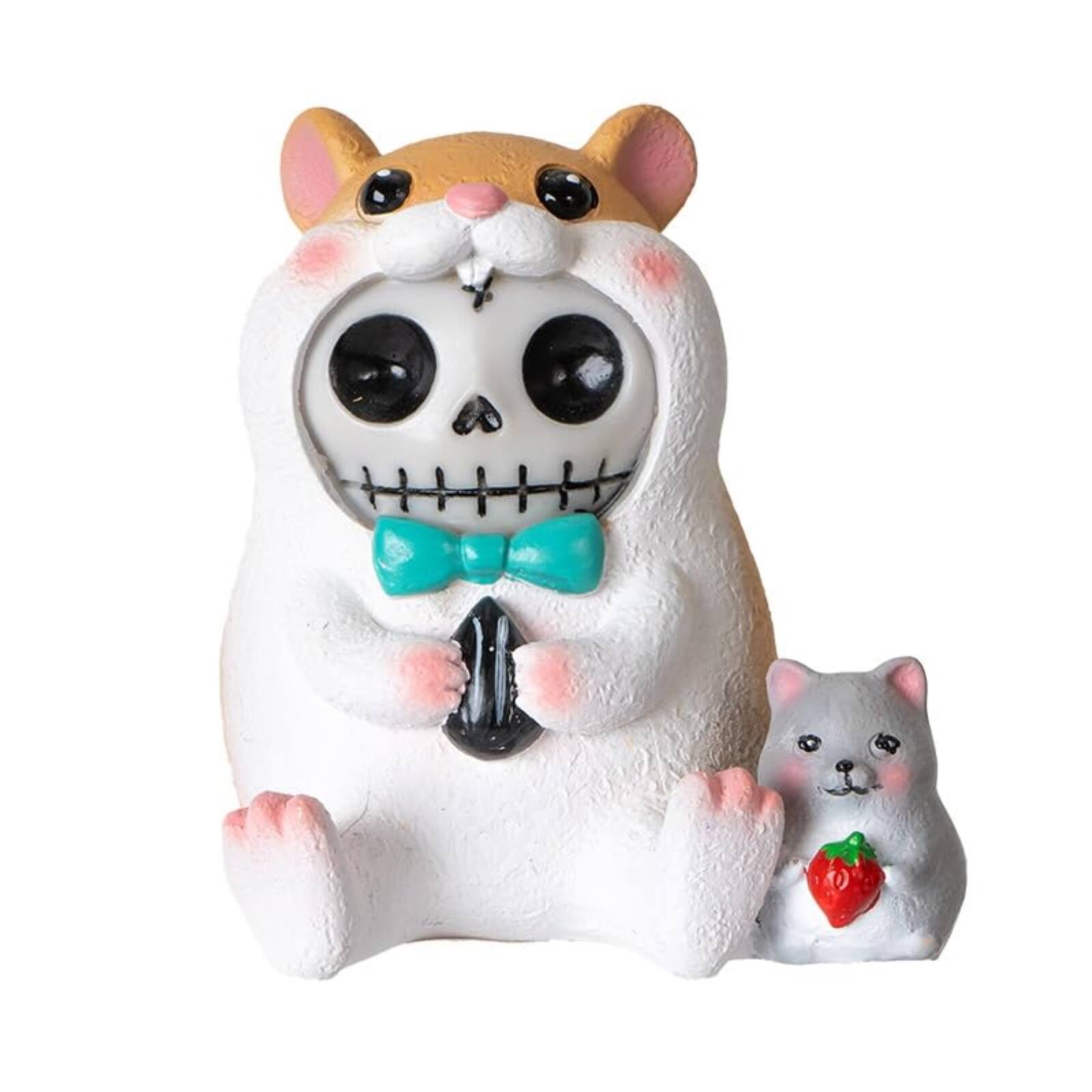 Front. Pacific Trading - Hammy Furrybones Figurine Skeleton in Adorable Hamster Costume with Tiny Mouse Friend 2.95 Tall - White.