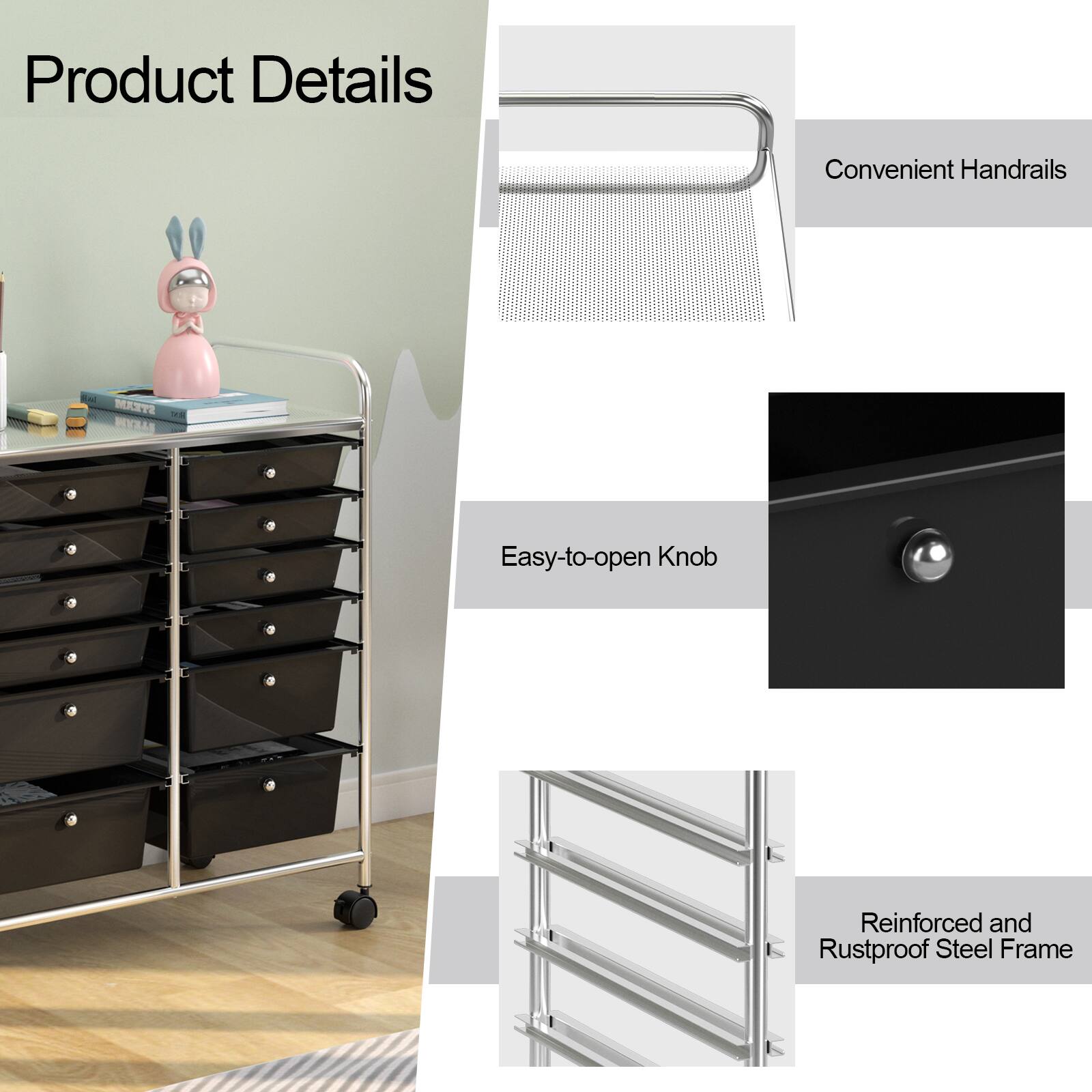 Product Details:
- Convenient Handrails
- Easy-to-open Knob
- Reinforced and Rustproof Steel Frame