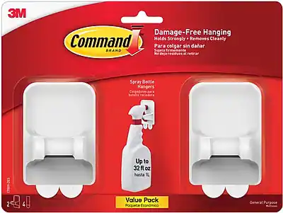 3M Command Brand
Damage-Free Hanging
Holds Strongly • Removes Cleanly
Para colgar sin dañar
Sujeta firmemente • No deja residuos al retirar
Spray Bottle Hangers
Colgadores para botellas reciclables
Up to 32 fl oz
hasta 1 L
Value Pack
Paquete Económico
General Purpose
Para uso general
2 Hangers
4 Anchors