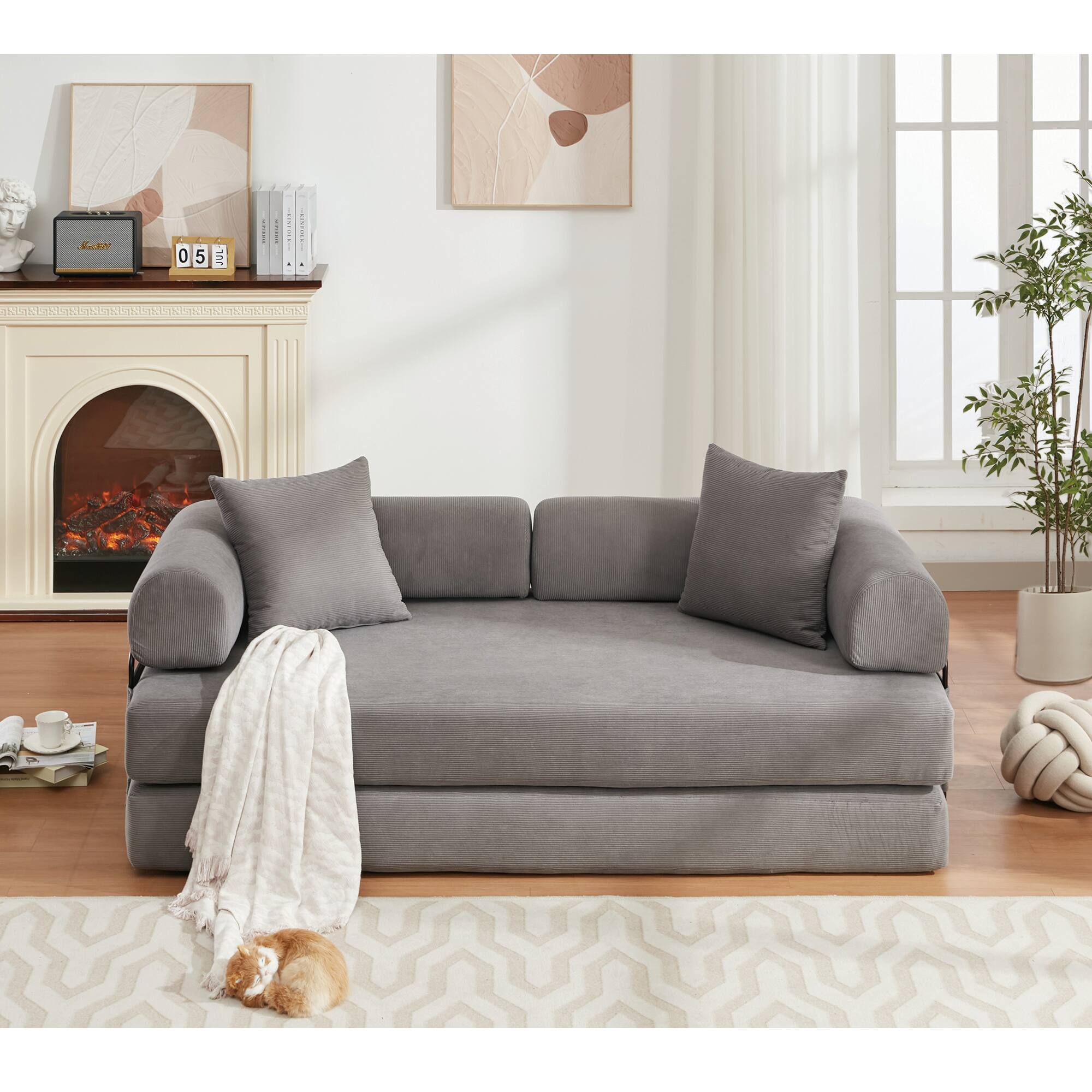 Alt View 1. Trinkets Crazed - Folding Convertible Out Sleeper Sofa Bed, 4-in-1 DIY Combination Convertible Sofa, Folding Sleeper Sofa - Antique Gray.