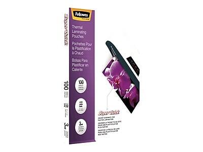 Fellowes Thermal SuperQuick Laminating Pouches  
Pochettes Pour la Plastification Chaud  
Boisass Para Plastificar en Caliente  
100 x 100 mm  
3 mm