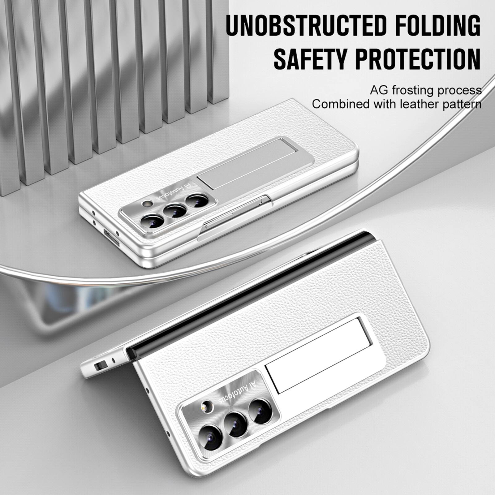 UNOBSTRUCTED FOLDING SAFETY PROTECTION  
AG frosting process  
Combined with leather pattern  

AI Autofocus  
AI Autofocus