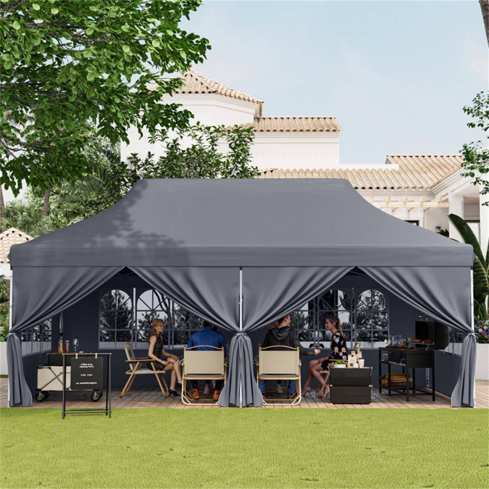 Alt View 3. Boyel Living - Gray Pop Up Canopy 120-in W x 240-in D x 84-in H - Gray.