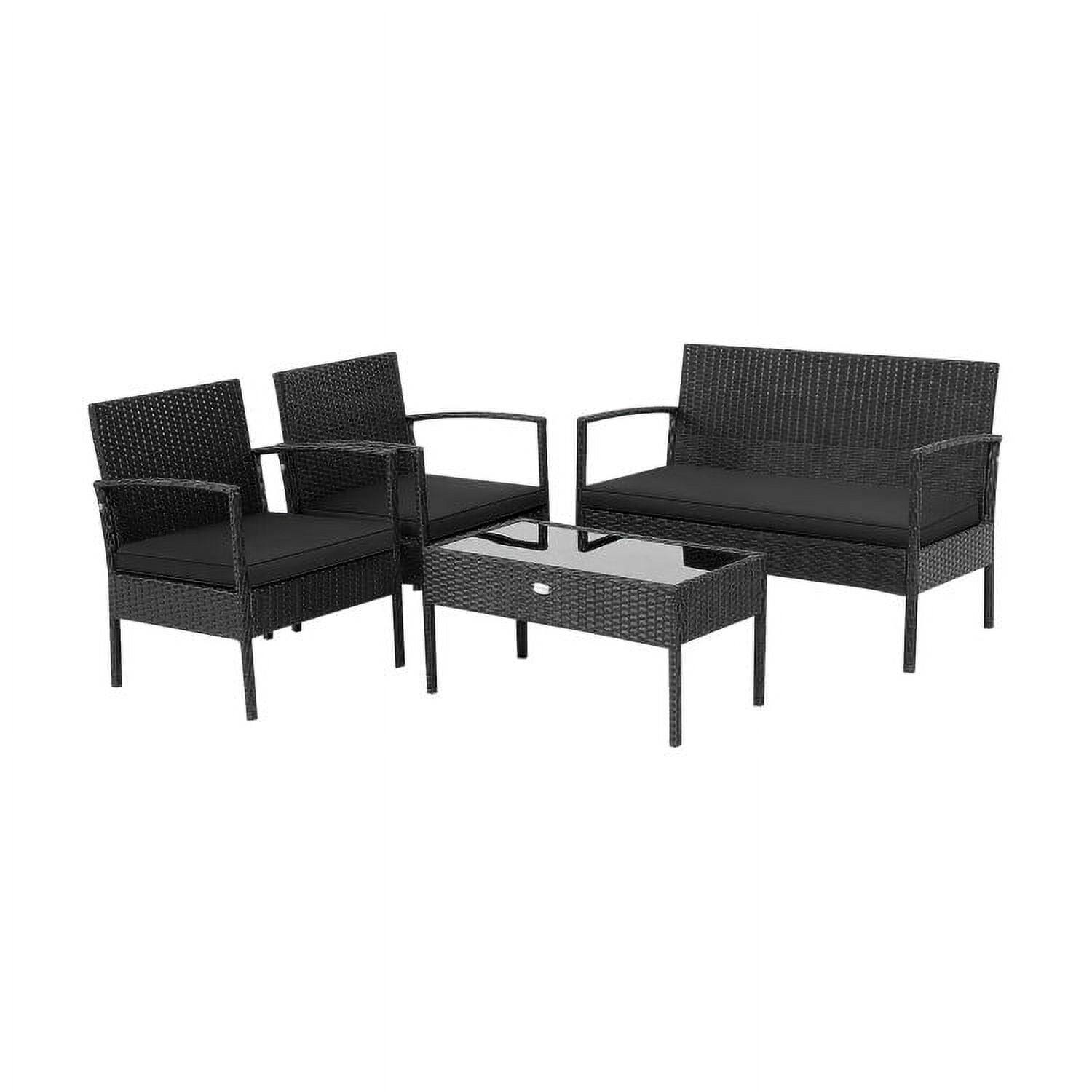 Pefilos Patio Furniture Patio PE Rattan Wicker Conversation Set ...