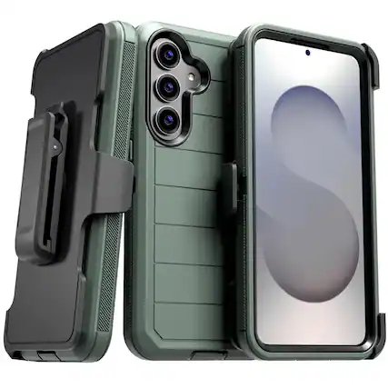 Front. RomeTech - Defender Case for Samsung Galaxy S25 FE (2025), Black / Green - Green Black.