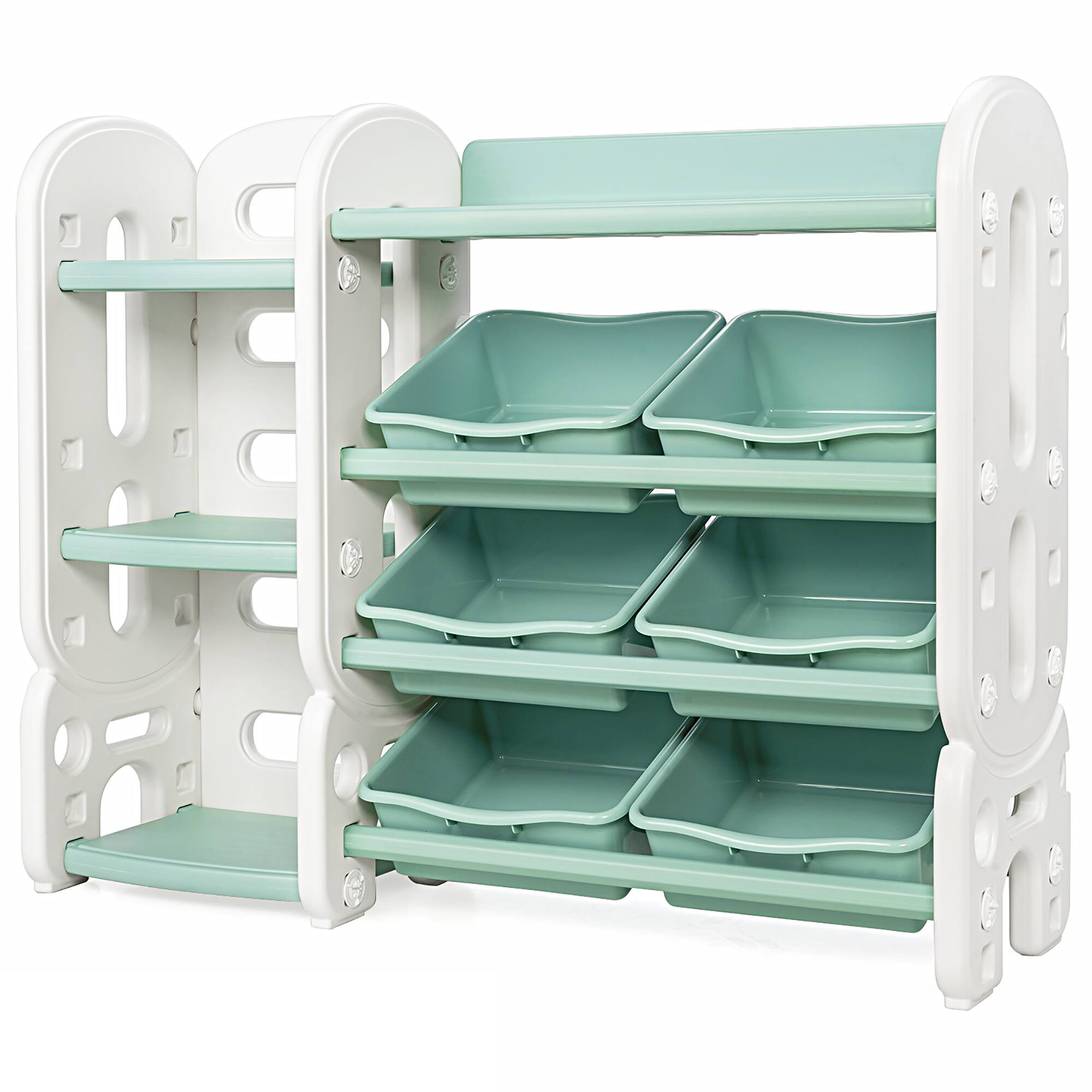 Alt View 9. Costway - Costway Kids Toy Storage Organizer w/Bins & Multi-Layer Shelf for Bedroom Playroom - Green.