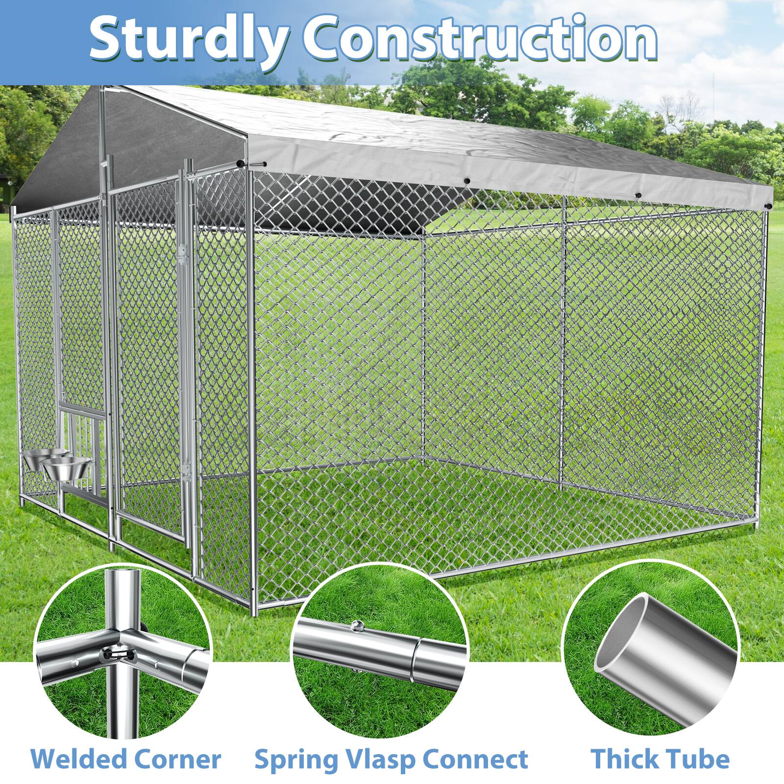 Sturdly Construction

- Welded Corner
- Spring Vlasp Connect
- Thick Tube