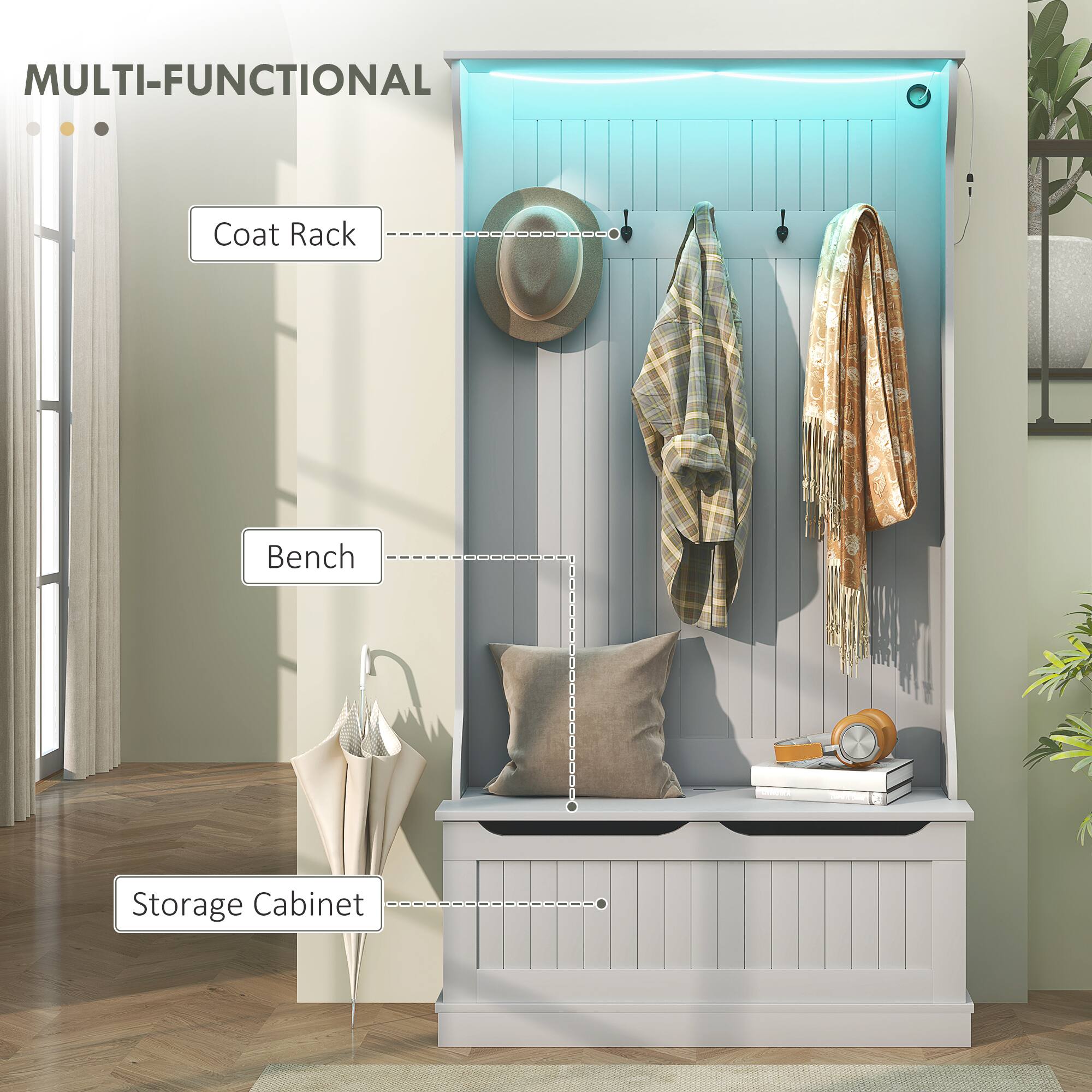 MULTI-FUNCTIONAL
Coat Rack
Bench
Storage Cabinet