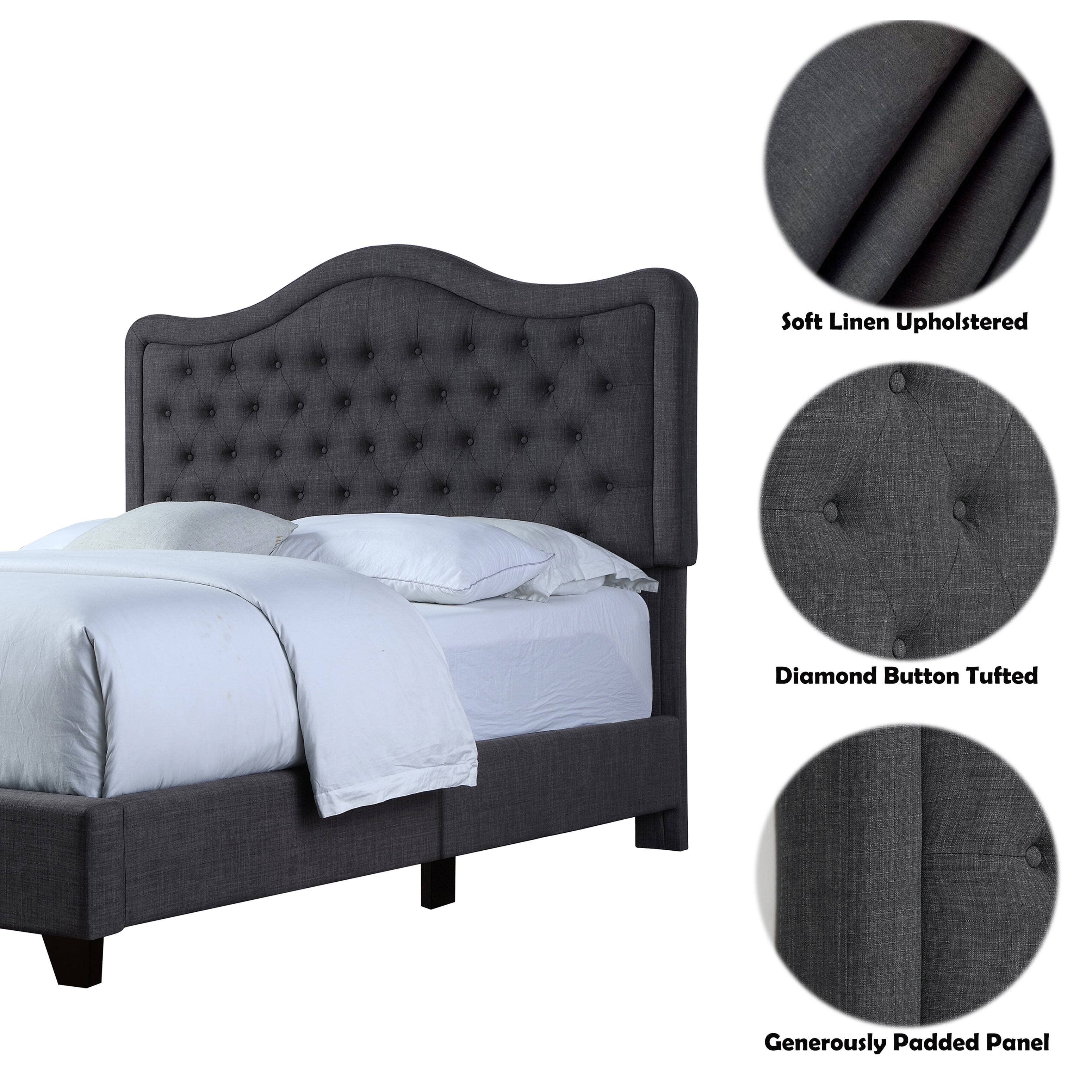 - Soft Linen Upholstered
- Diamond Button Tufted
- Generously Padded Panel