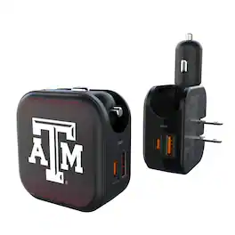 Keyscaper - Texas A&M Aggies 2-in-1 USB A/C Charger - Black