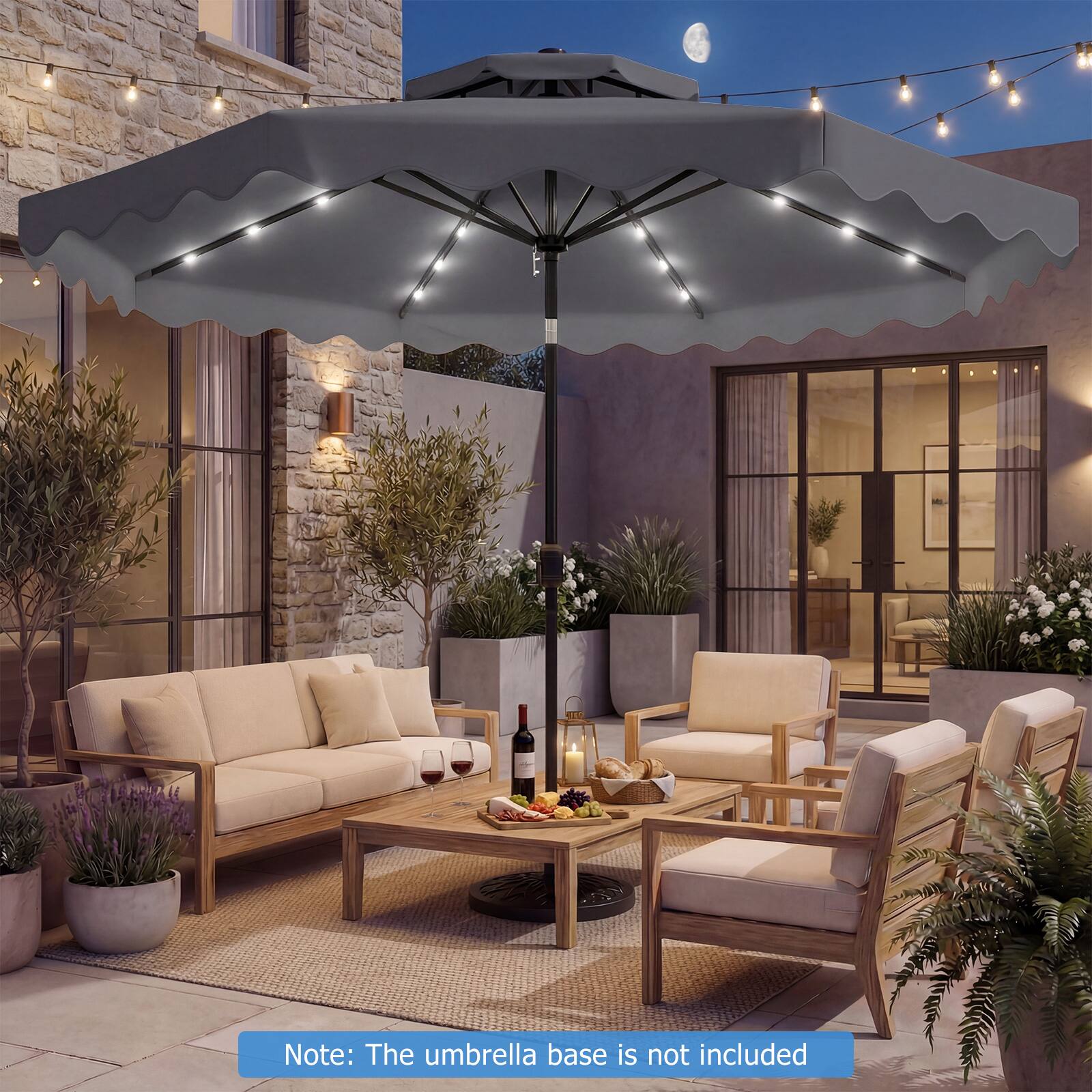 Note: The umbrella base is not included