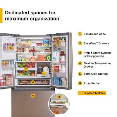 Whirlpool 36 in. Wide 23 cu. ft. French Door Refrigerator with Whirlpool 36 in. Wide 23 cu. ft. French Door Refrigerator with