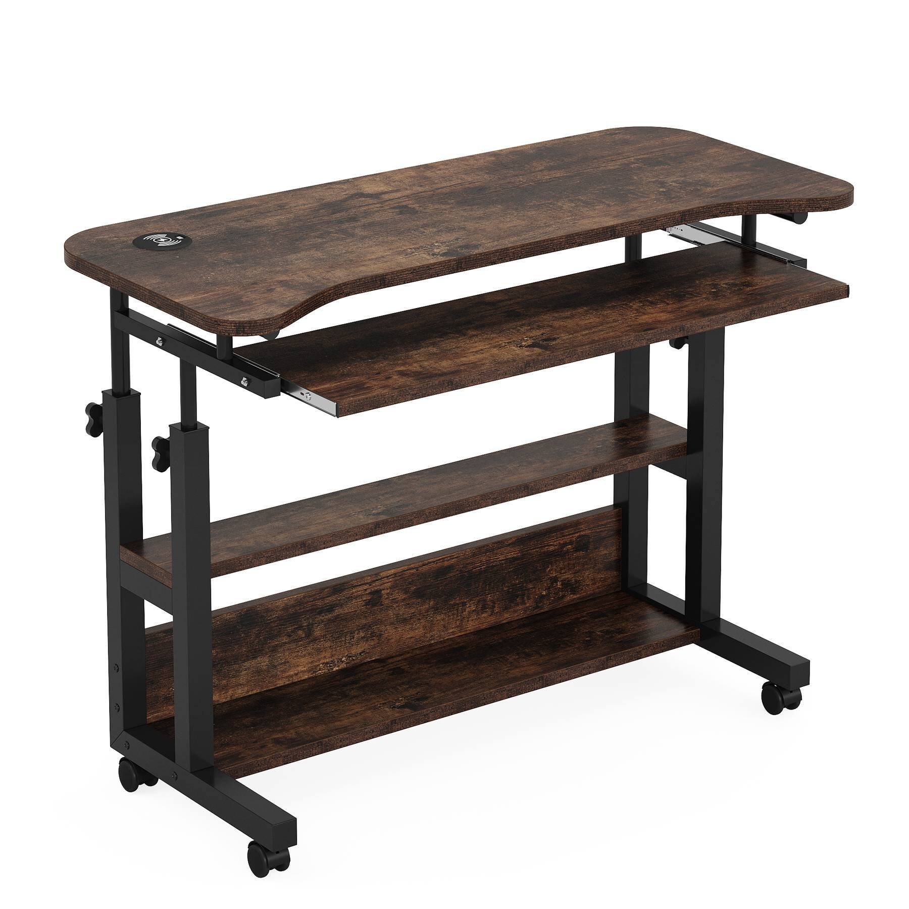 Alt View 4. Tribesigns - Office Computer Desk with Engineered Wood Construction, for Computer Work, Writing and Study in Home Offices - Brown.