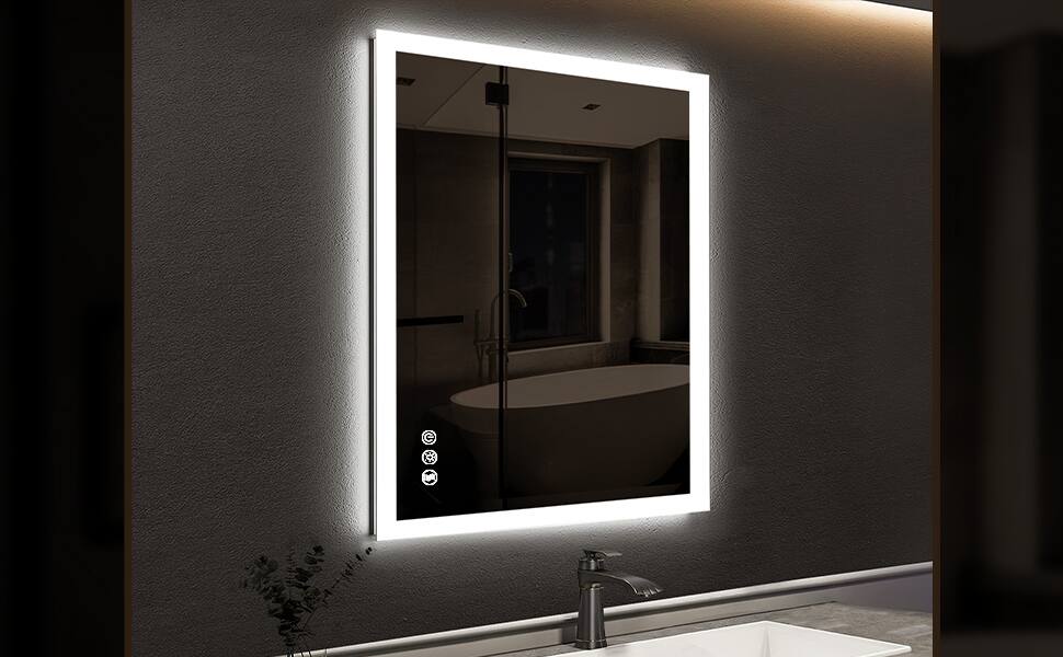 Alt View 6. LOVMOR - Lovmor 36x36 Inch LED Bathroom Mirror with Anti Fog Dimmable Lights 3 Color Temperature Memory Function ETL Certified - slive.