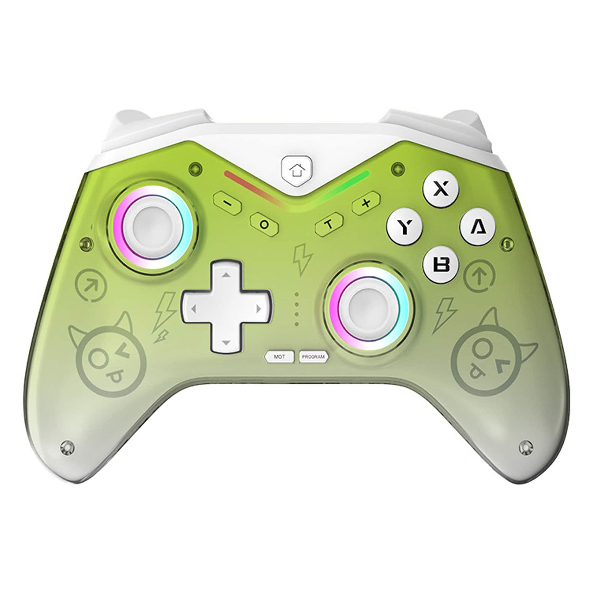 YONWAY - Game Controller with RGB Light, Wireless Bluetooth Joystick Hall-linear Gamepad for Switch/Steam/IOS/Android/PC - Transparent Green