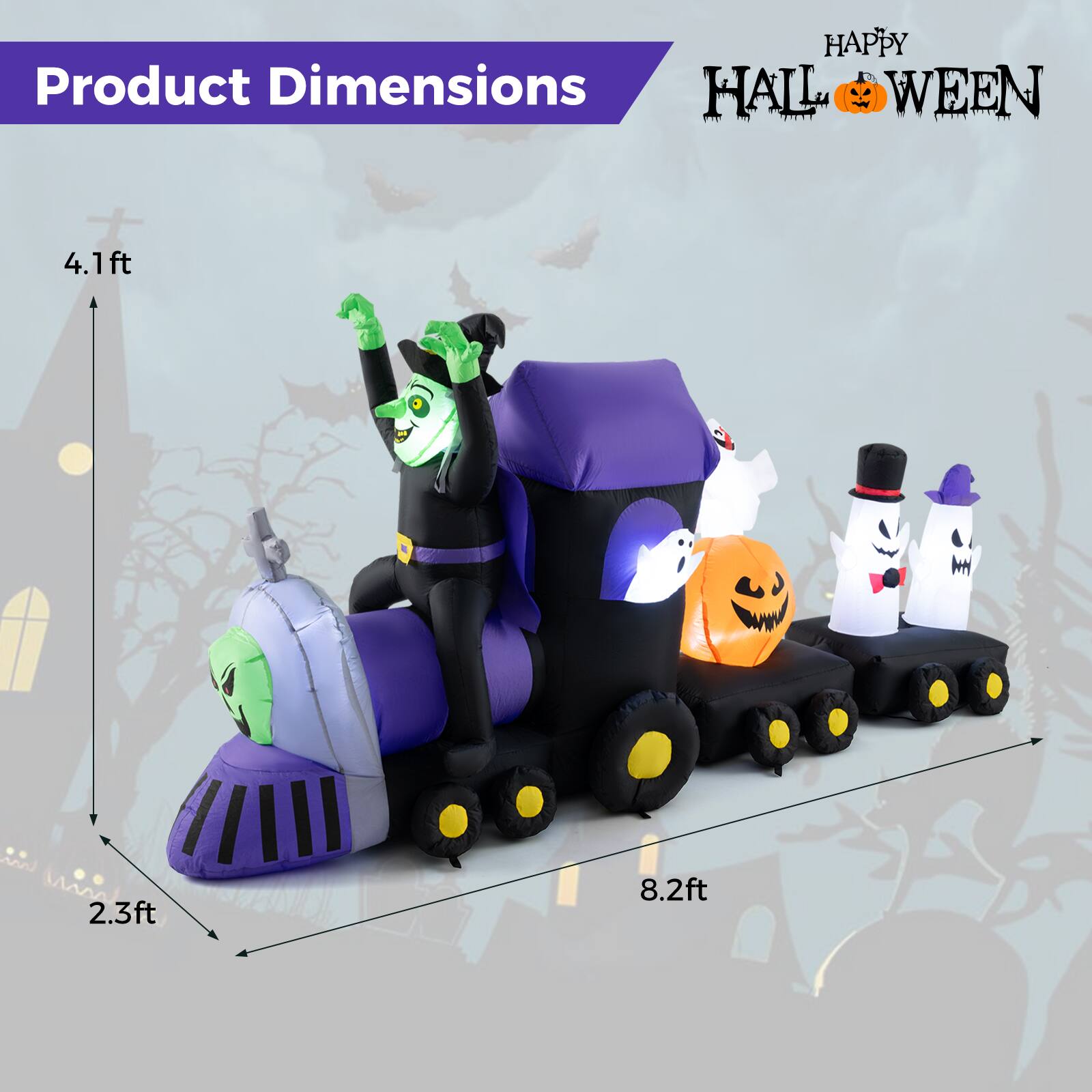 Happy Halloween Product Dimensions: 2.3ft x 4.1ft