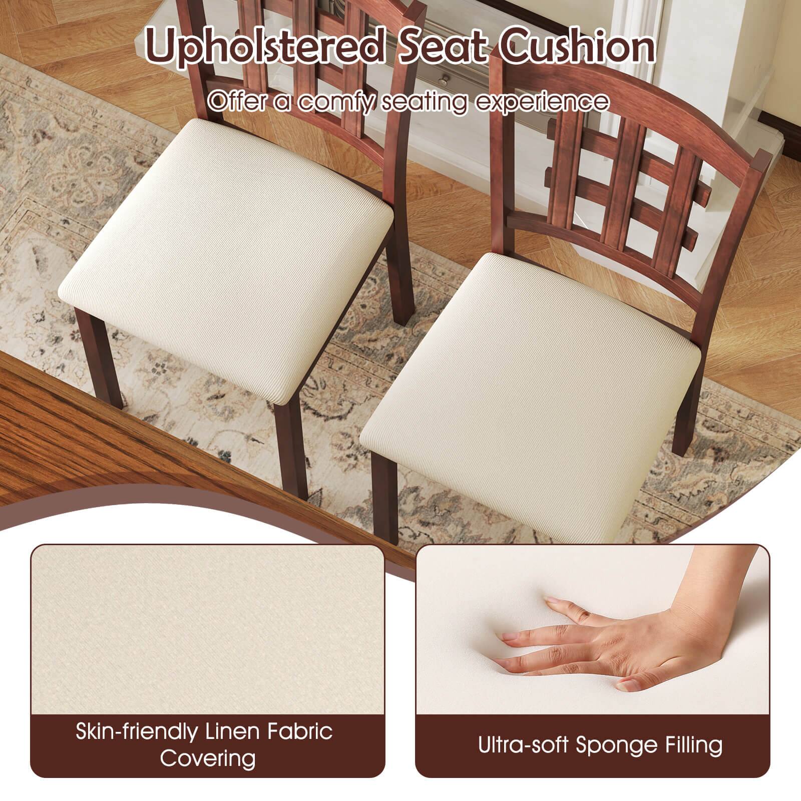 Upholstered Seat Cushion, Offer a comfy seating experience, Skin-friendly Linen Fabric Covering, Ultra-soft Sponge Filling