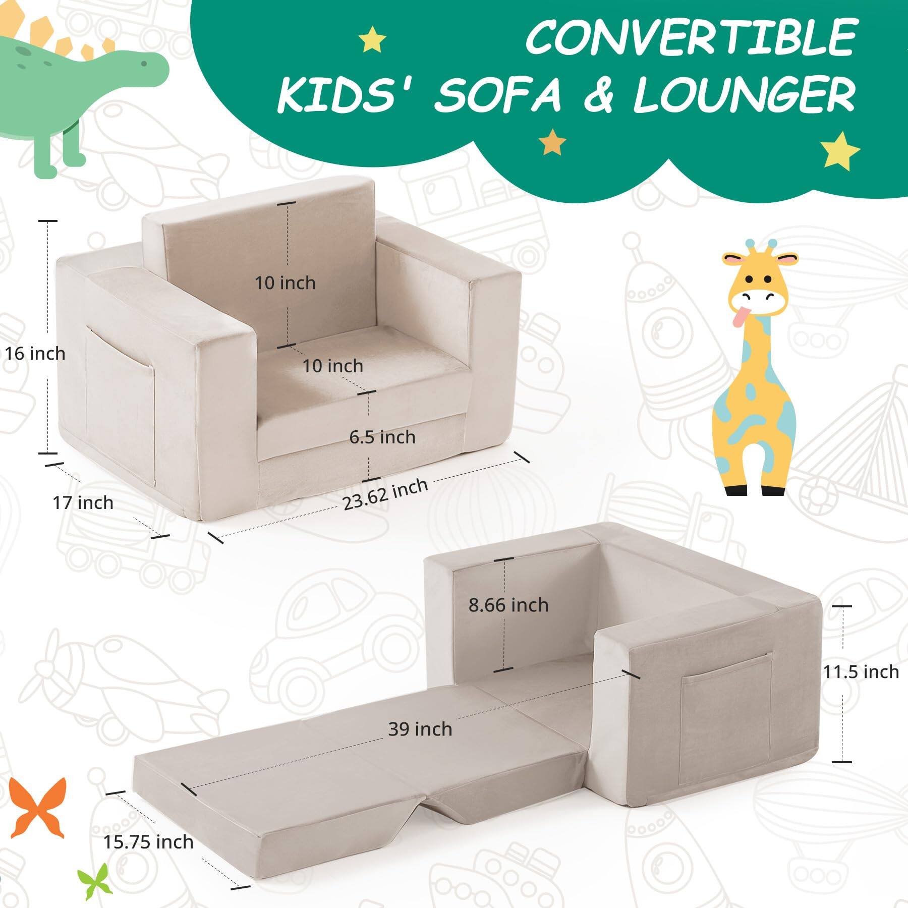 CONVERTIBLE KIDS' SOFA & LOUNGER

- 16 inch
- 10 inch
- 10 inch
- 6.5 inch
- 17 inch
- 23.62 inch
- 8.66 inch
- 11.5 inch
- 39 inch
- 15.75 inch