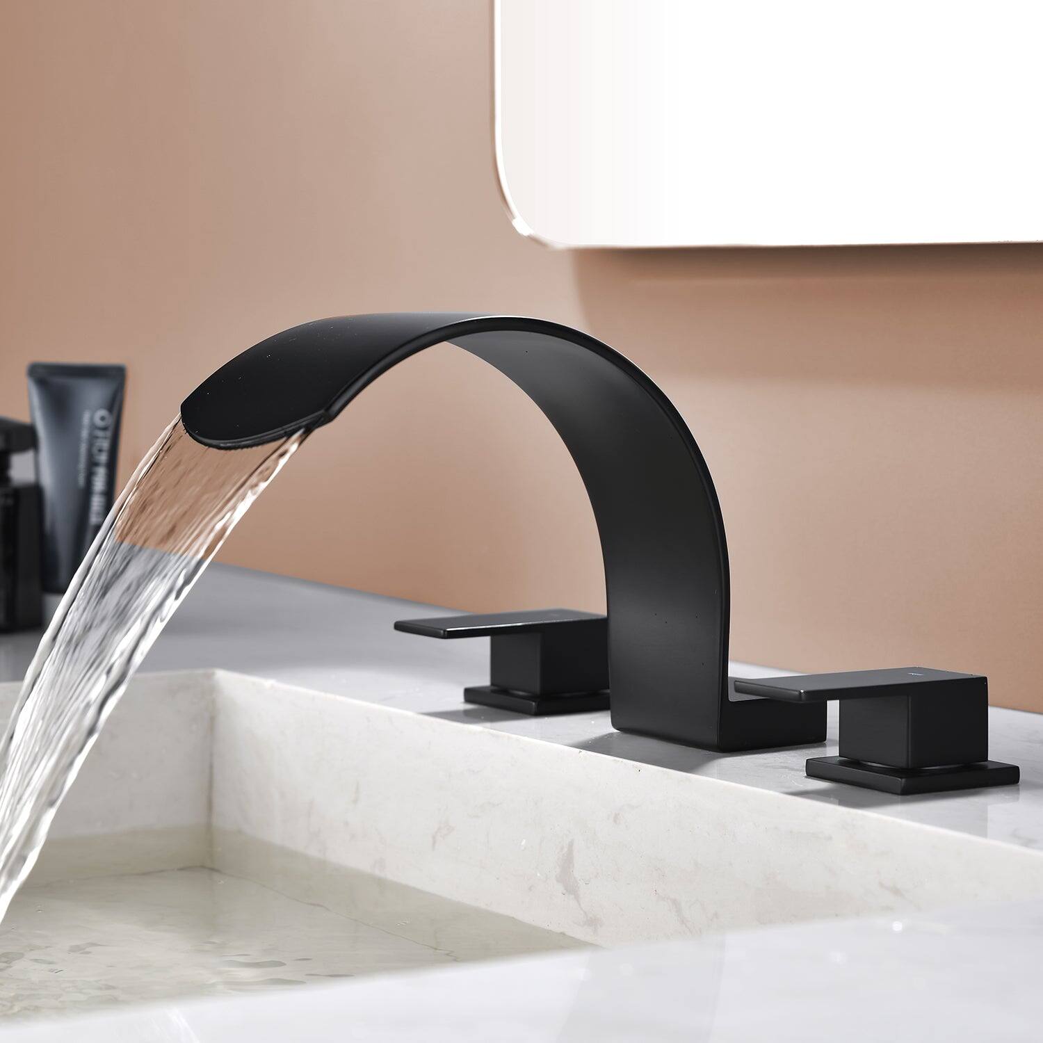 Alt View 2. Boyel Living - Black Faucet SUS304 Waterfall Spout cUPC Quick Connect Dual Handle - Matte Black.