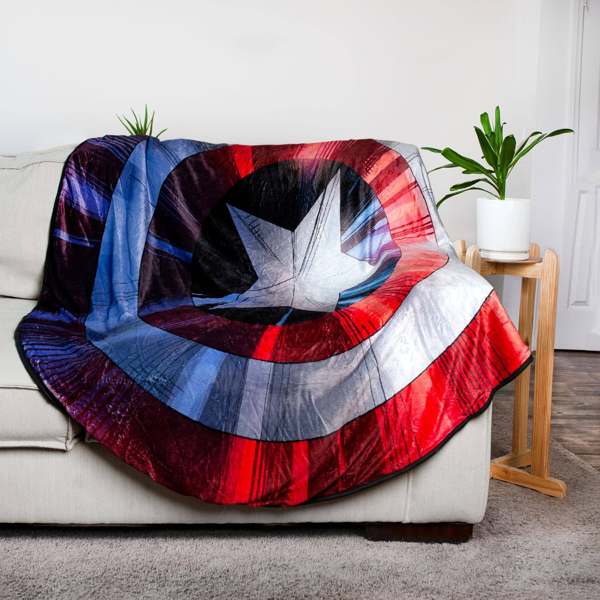 Alt View 10. Surreal Entertainment - Marvel Captain America Shield Oversized Fleece Sherpa Throw Blanket | 72 Inches - Red.