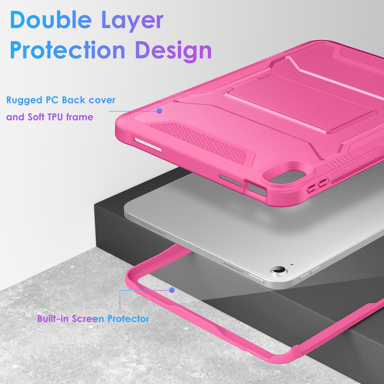 Double Layer Protection Design

Rugged PC Back cover and Soft TPU frame

Built-in Screen Protector