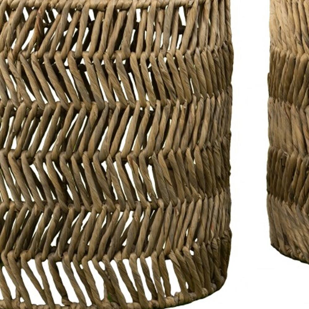 Alt View 1. Hivvago - Hivvago Set Of Two 18 Inch Woven Rattan End Tables - Brown.