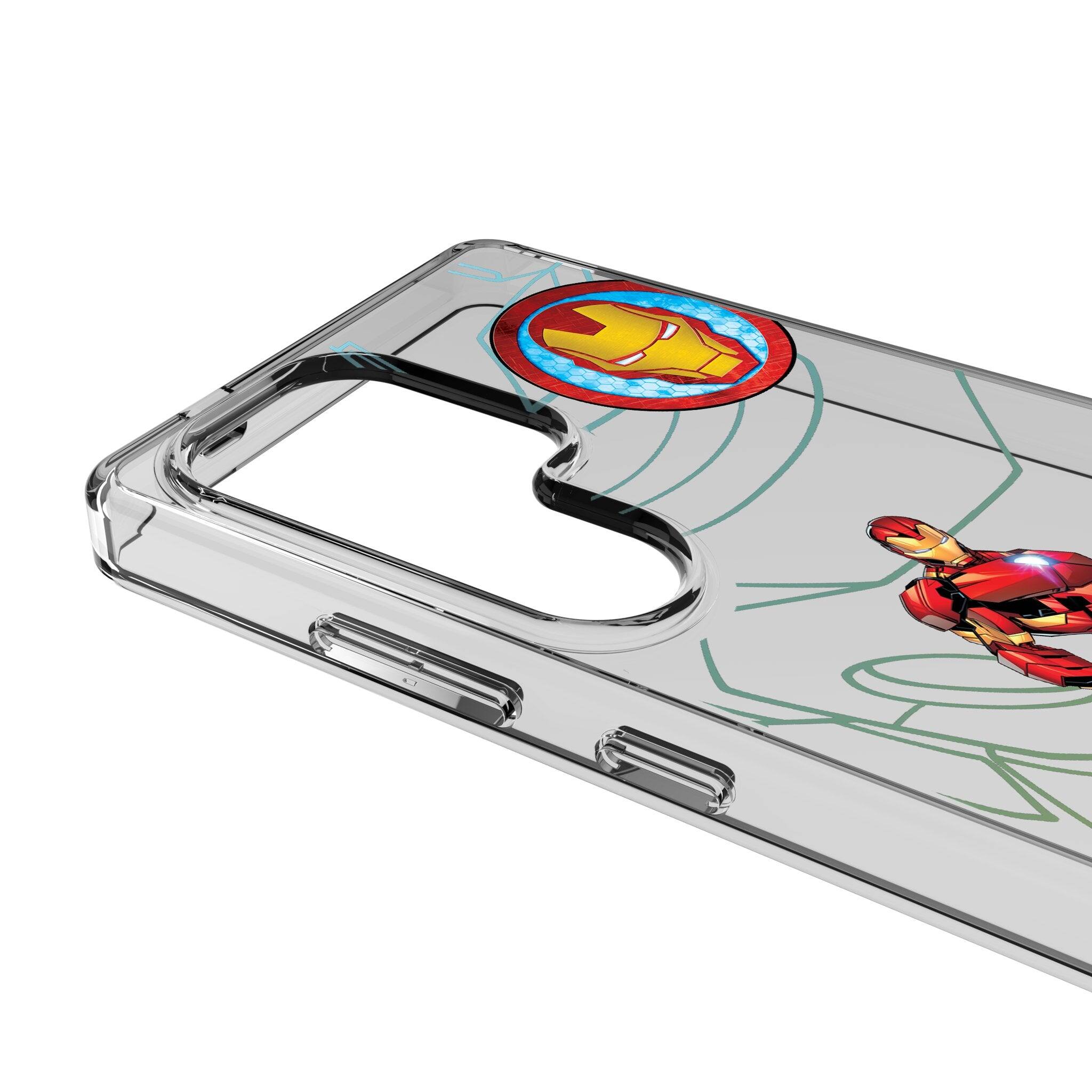 Left. Keyscaper - Marvel MechLine Clear Phone Case - Samsung Galaxy S23 - Iron Man.