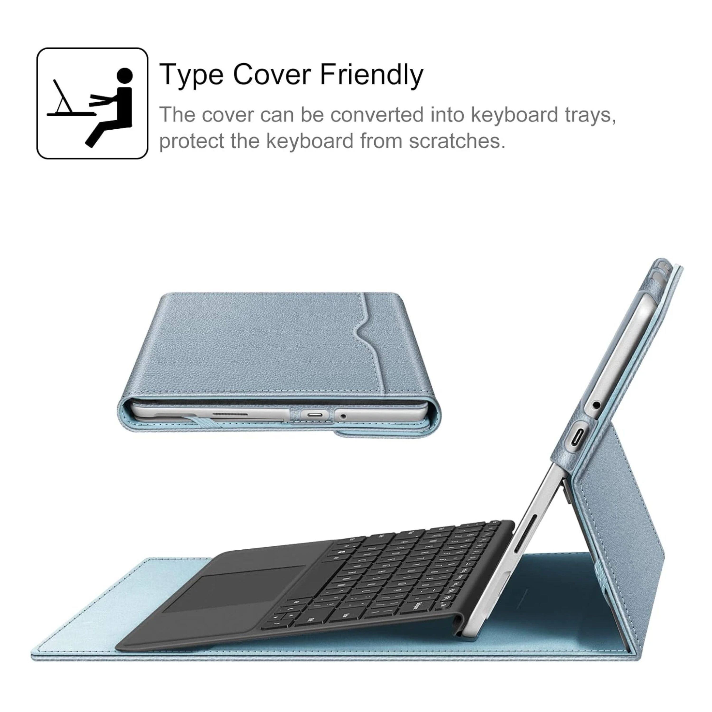 Type Cover Friendly  
The cover can be converted into keyboard trays, protect the keyboard from scratches.