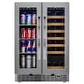 Koolmore - 24 in. Dual Zone, Full Glass Door, 21-Bottle/60-Can Wine and Beverage Cooler, Freestanding or Built-in Unit, 4 cu ft - Stainless Steel