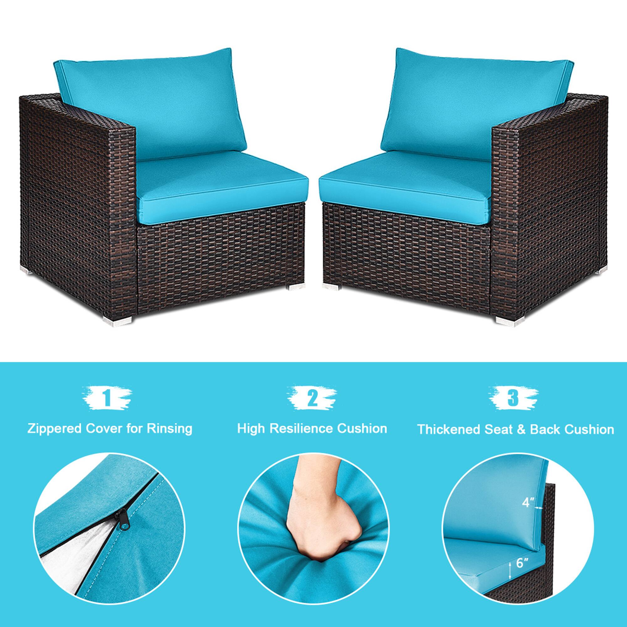 1. Zippered Cover for Rinsing  
2. High Resilience Cushion  
3. Thickened Seat & Back Cushion  
4"  
6"
