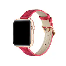 Front. Posh Tech - Cleo Skinny Leather Band for Apple Watch - Hot Pink.