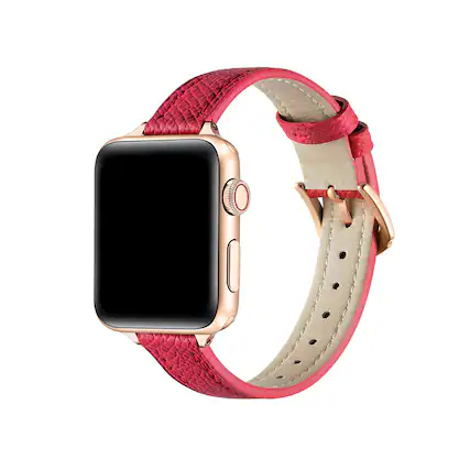 Front. Posh Tech - Cleo Skinny Leather Band for Apple Watch - Hot Pink.
