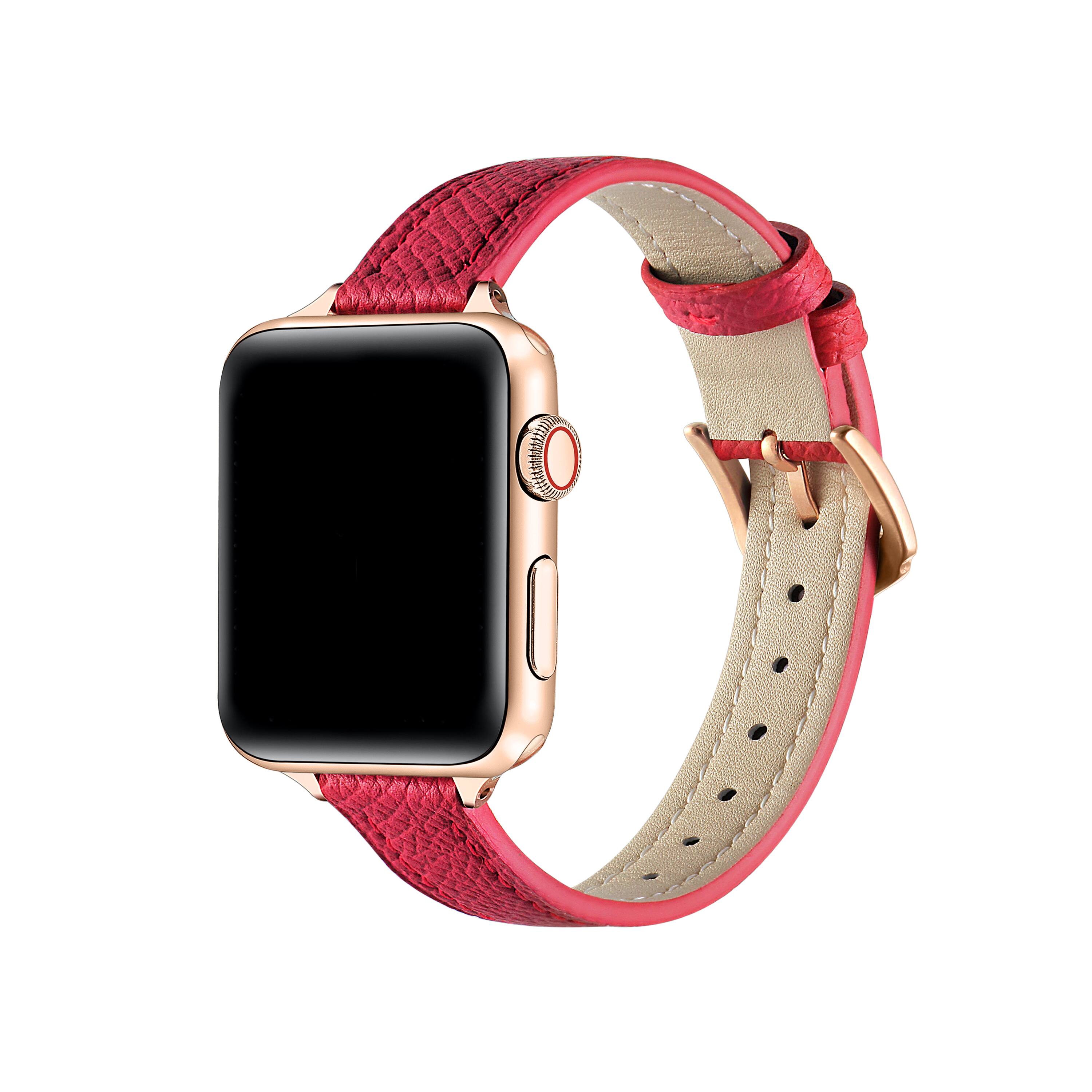 Front. Posh Tech - Cleo Skinny Leather Band for Apple Watch - Hot Pink.