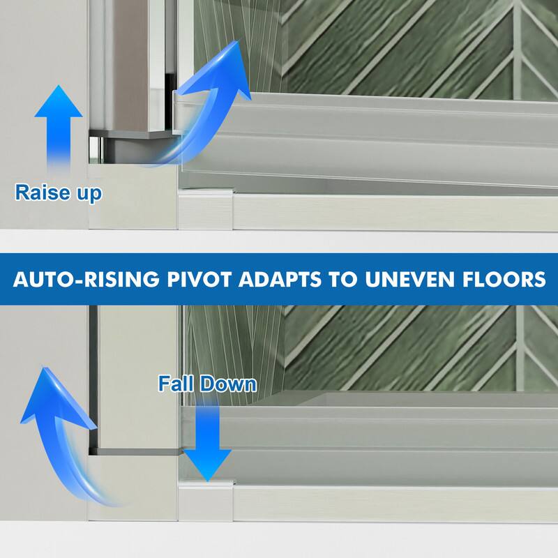 Raise up  
AUTO-RISING PIVOT ADAPTS TO UNEVEN FLOORS  
Fall Down