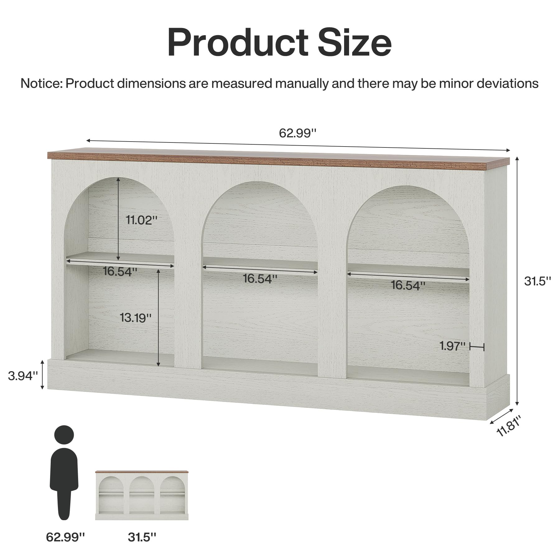 Product Size

Notice: Product dimensions are measured manually and there may be minor deviations

- 62.99"
- 11.02"
- 16.54"
- 16.54"
- 16.54"
- 31.5"
- 13.19"
- 1.97"
- 3.94"
- 11.81"