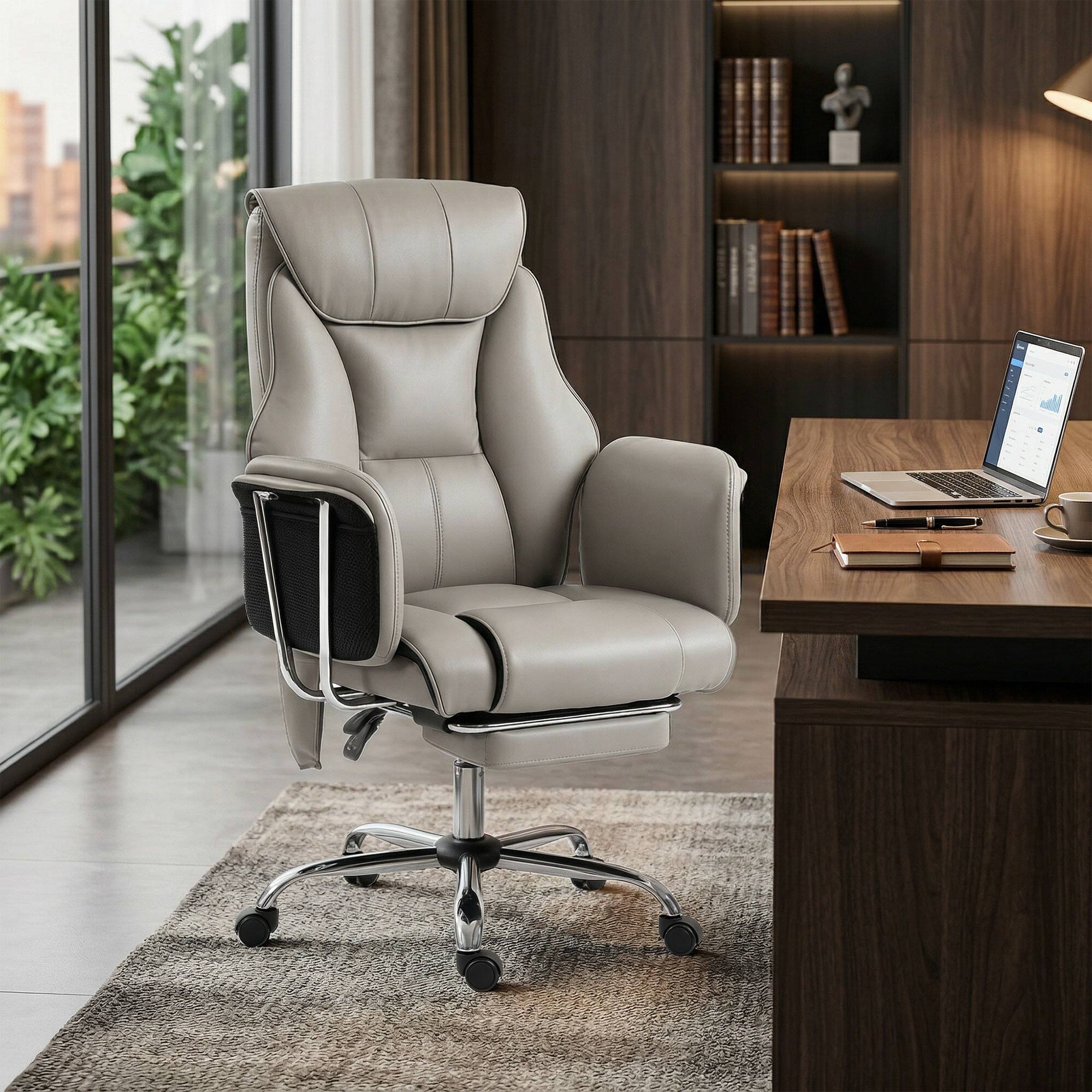 Alt View 1. Homcom - Office Chair with 6 Points Vibration, Executive Desk Chair with High Back, PU Leather - Gray.