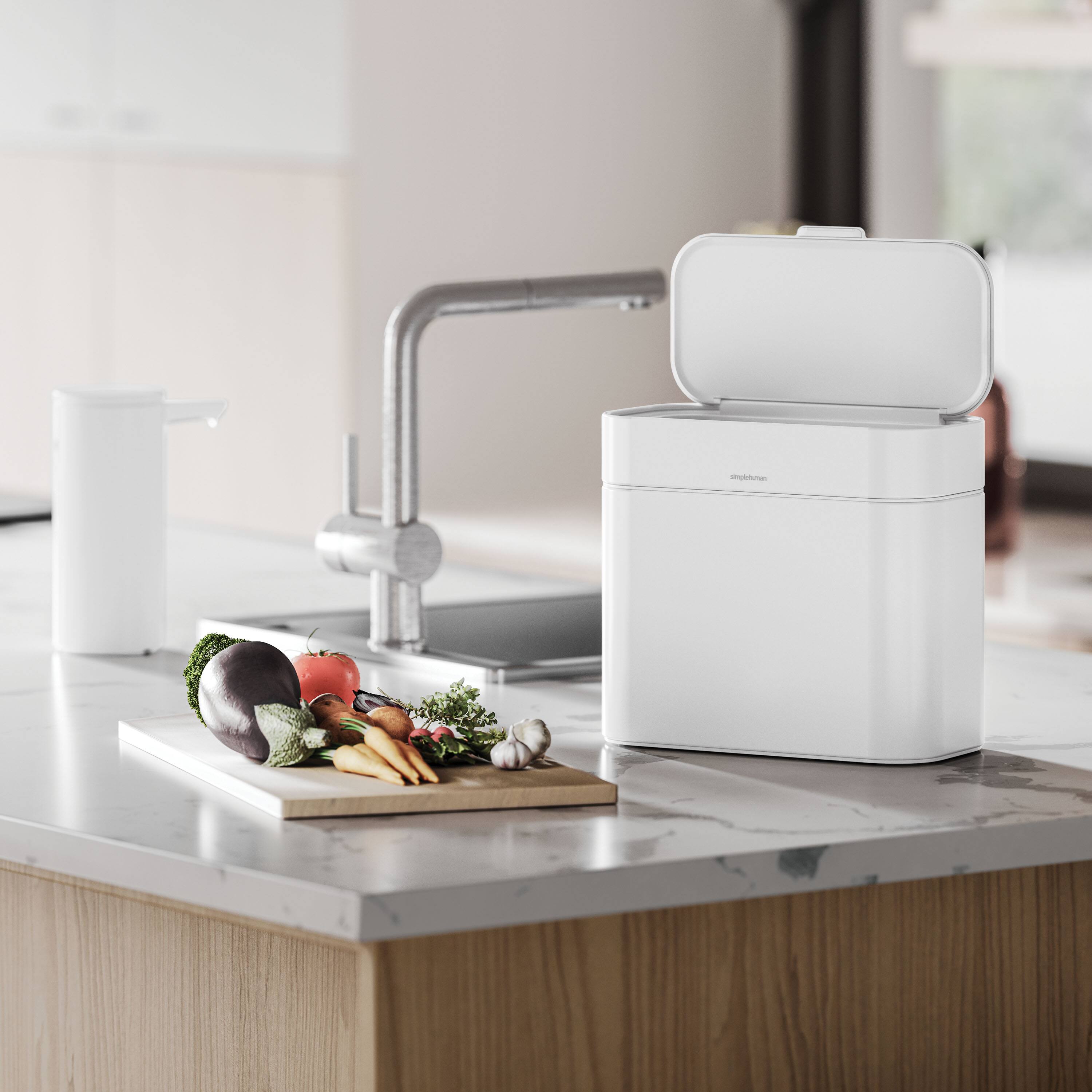 Alt View 5. simplehuman - 4L compost caddy, white steel - White.