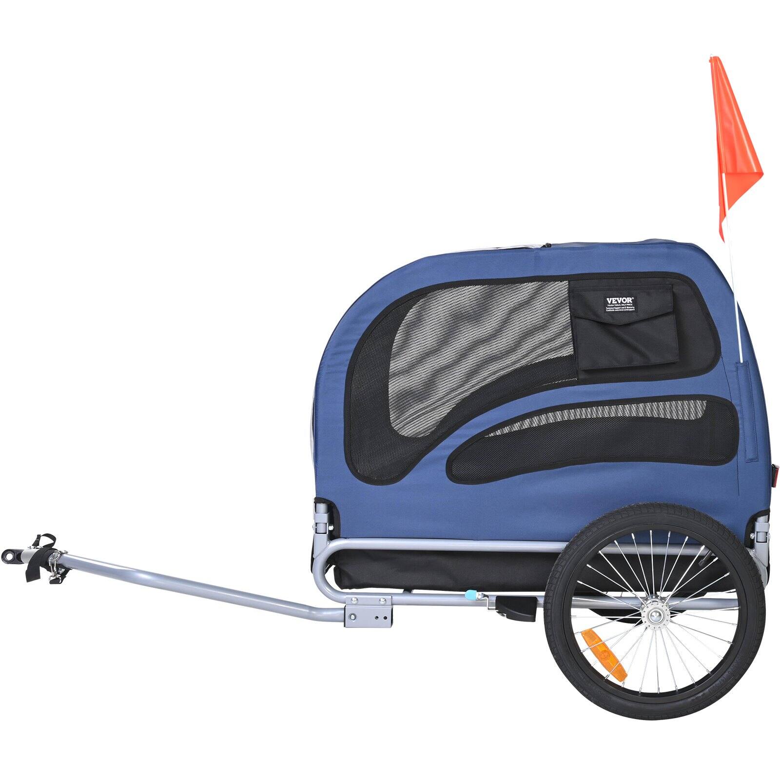 Left. TinyHomie - Dog Bike Trailer 100 lbs Capacity Foldable Quick Release Wheels Blue Black.