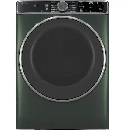 Front. GE Profile - 7.8 Cu. Ft. Stackable Smart Gas Dryer with Steam and Sanitize Cycle - Jade Green.