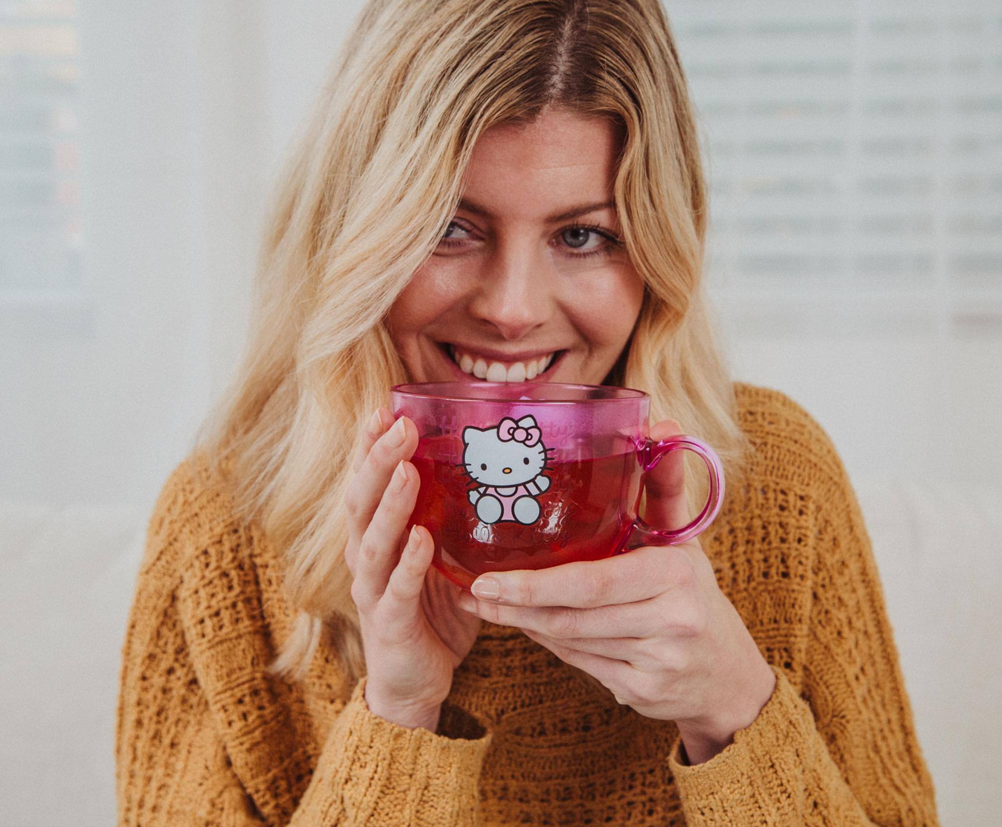 Alt View 5. Silver Buffalo - Sanrio Hello Kitty Pink Glass Mug | Holds 16 Ounces - Pink.