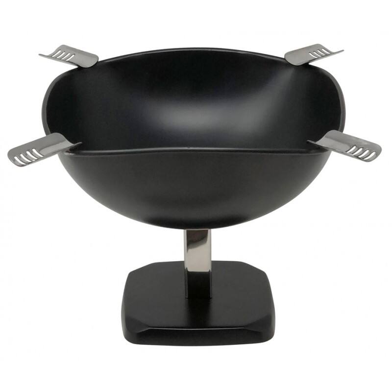 Alt View 3. Prestige - Smokin Ash' Raised Quadrangle Cigar Ashtray (Black Matte) - Powder Coat Matte Black.