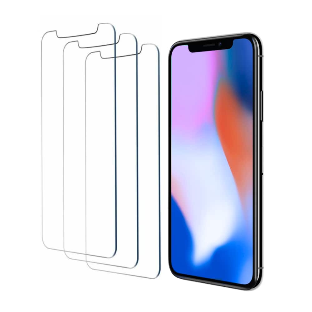 Qixxronics - 3 Pack Screen Protector Designed for iPhone X Tempered Glass Screen Protector, Anti-Scratch, Anti-Fingerprint - Clear