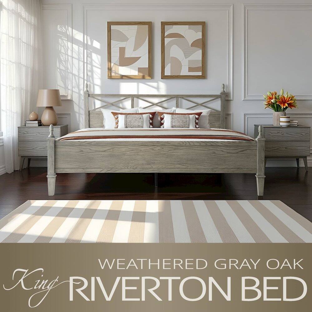 WEATHERED GRAY OAK King RIVERTON BED
