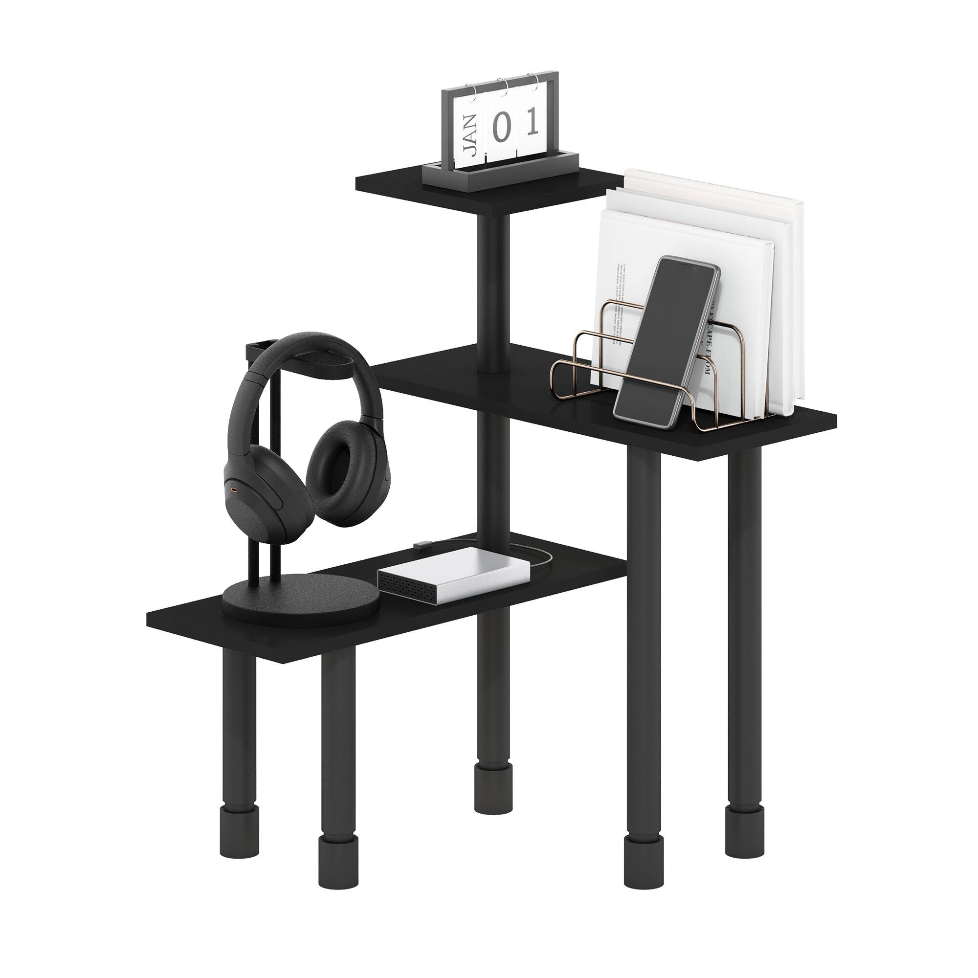 Alt View 4. Furinno - Turn-N-Tube 3-Tier Multipurpose Corner Countertop Organizer Shelf - Espresso/Black.