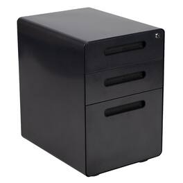 Emma + Oliver - Ergonomic 3-Drawer Mobile Locking Filing Cabinet Storage Organizer - Black