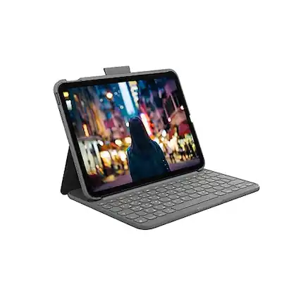 Front. Logitech - Logitech SLIM FOLIO Case With integrated BlueTooth keyboard for ipad Black - Black.