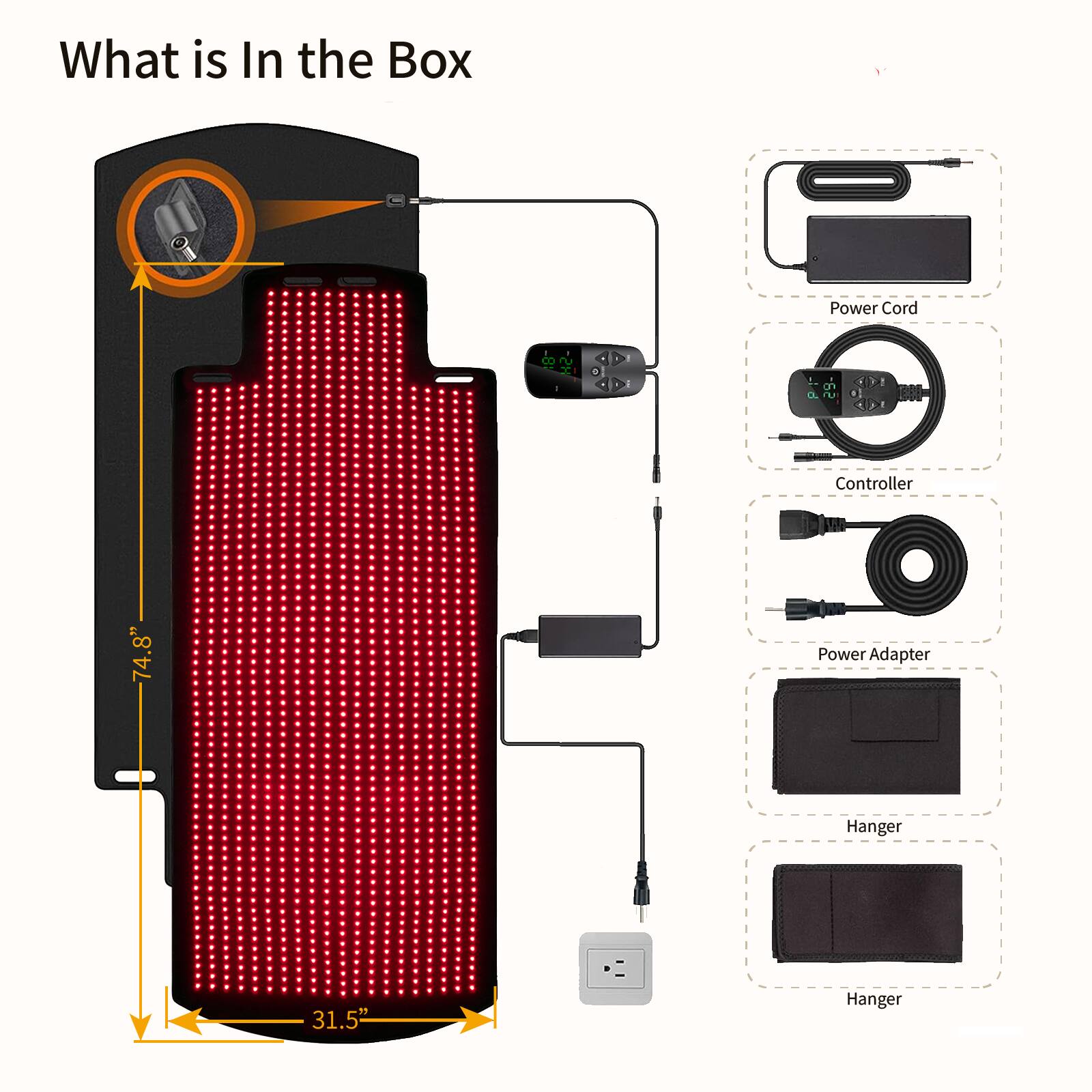 What is In the Box

- Power Cord
- Controller
- Power Adapter
- Hanger
- Hanger