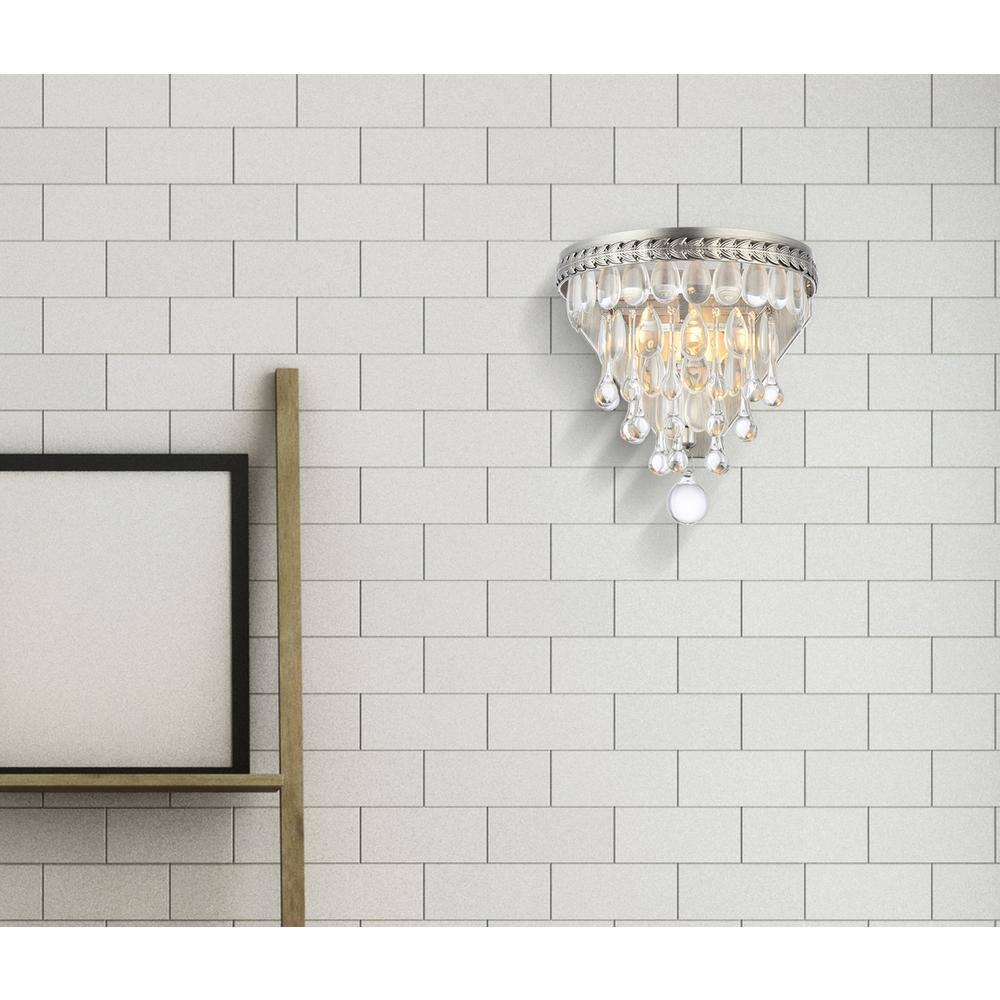 Left. Urban Classic - Nordic 1 light antique silver Wall Sconce Clear Royal Cut Crystal - Antique Silver.